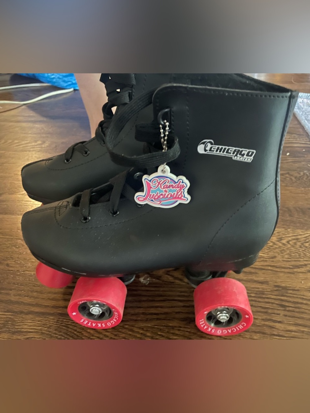 Chicago Skates Black Kids Quad Roller Skates with Pink Wheels